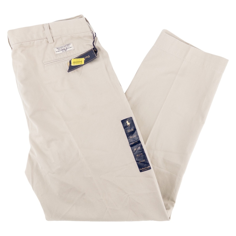 Vintage NWT Deadstock Polo Ralph Lauren Mens 38x32 Andrew Pant Tan Pleated Chino